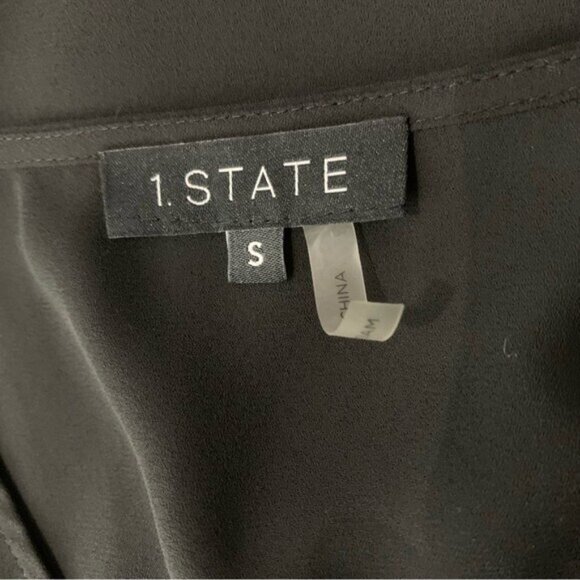 1 State Blouse Small Black Ruffle Long Sleeve Workwear Preppy Chic - Picture 6 of 7